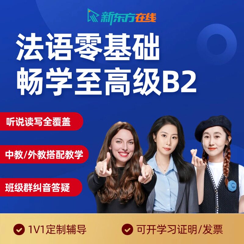 新东方法语网课课程零基础入门教材自学考级教程A2/B2一对一辅导