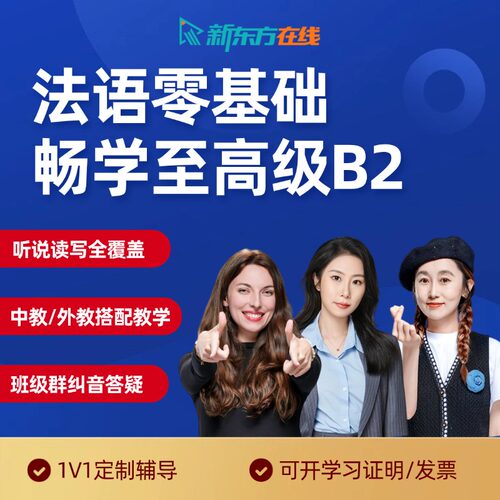新东方法语网课课程零基础入门教材自学考级教程A2/B2一对一辅导