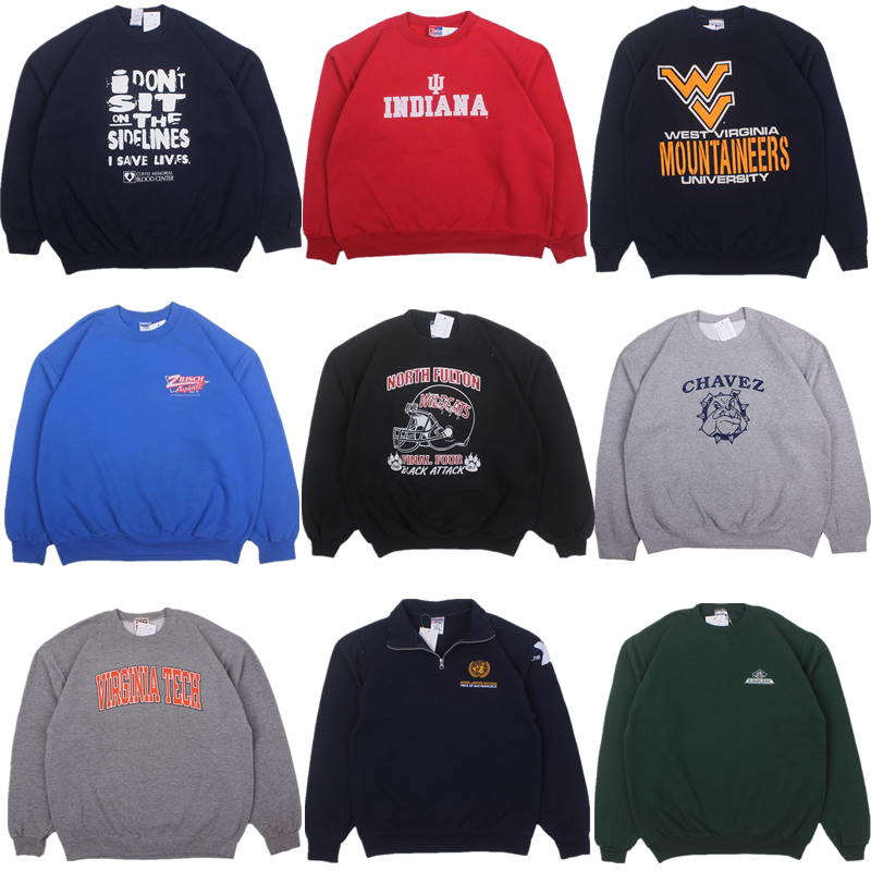 古着美式街头套头卫衣男女