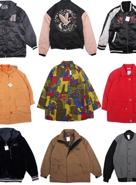 古着vintage 原宿街头嘻哈宽松范夹克刺绣外套棒球服男女F18