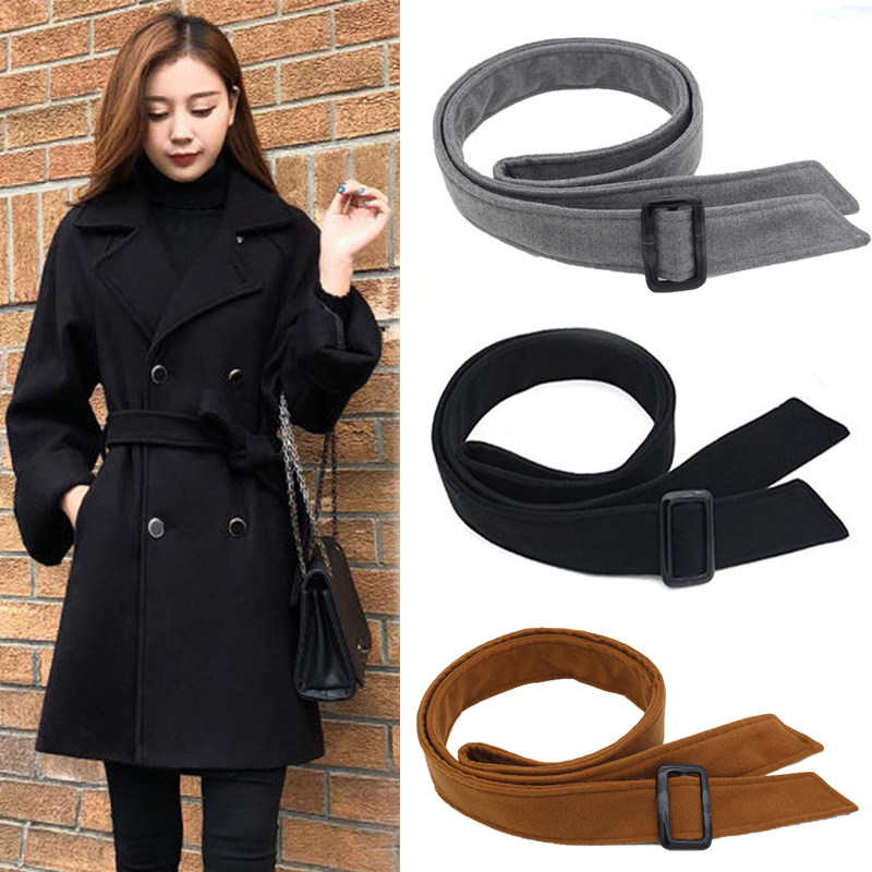 双面毛呢大衣腰带女装饰纯色蝴蝶结黑色腰带简约百搭秋冬韩版绑带