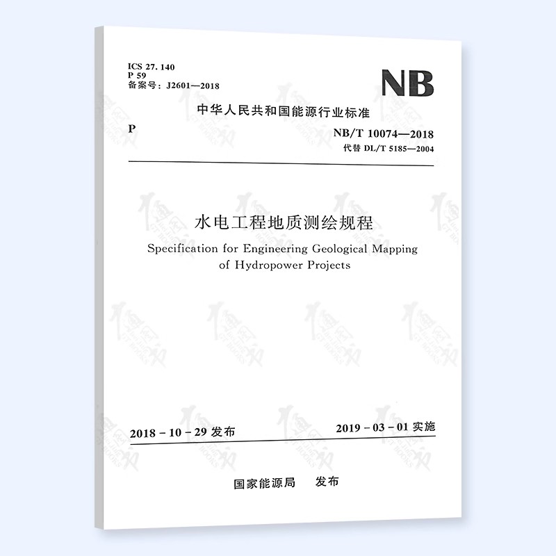 正版水电工程地质测绘规程NB/T 10074—2018 中国水利水电出版社 标准规范书籍