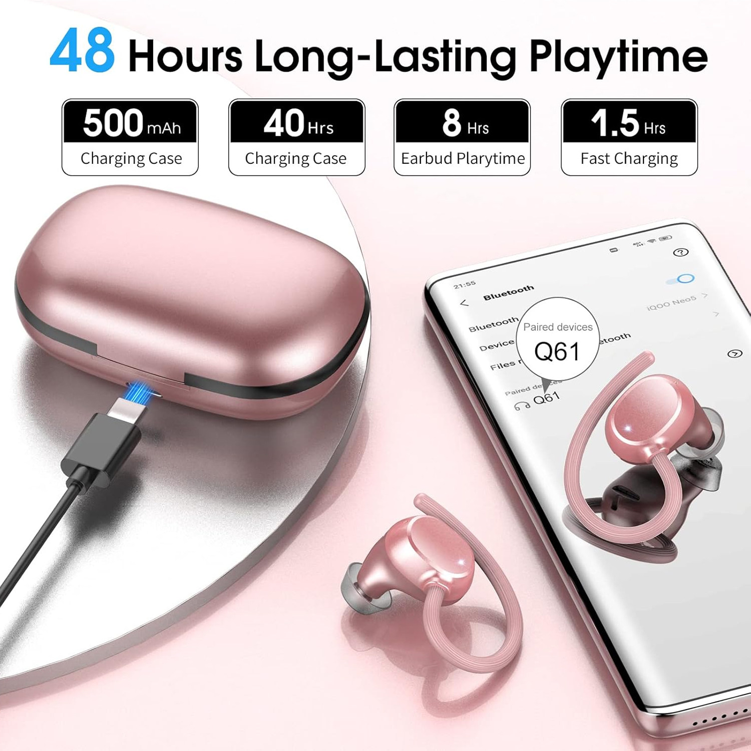 2024新款外贸英文版Q61耳挂式智能双耳蓝牙耳机男女跑步运动通用