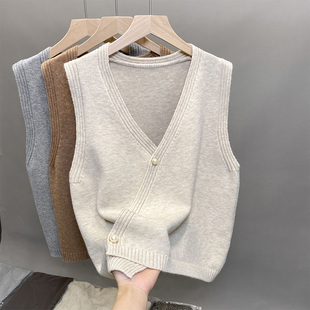 针织马甲女百搭无袖 设计款 毛衣坎肩宽松减龄背心马夹 时尚 2025韩版