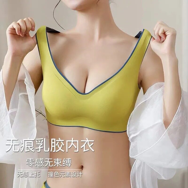 泰国乳胶内衣女加厚聚拢美背文胸收副乳防下垂集中性感无痕文胸女