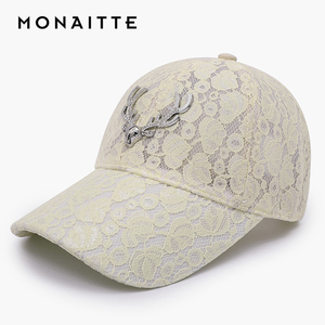 蒙奈特帽子女夏季2026新款透气鸭舌帽大头围蕾丝防晒太阳帽棒球帽
