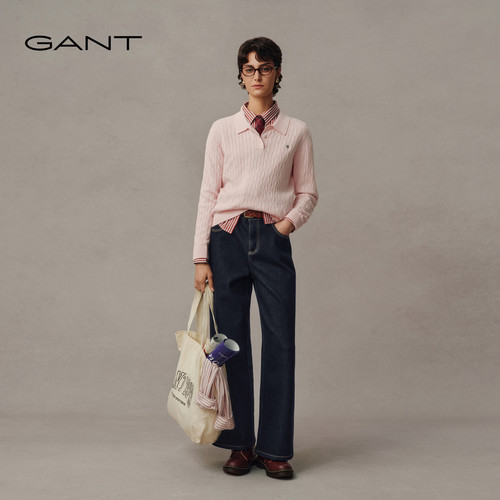 GANT/甘特女士加绒阔腿牛仔裤子