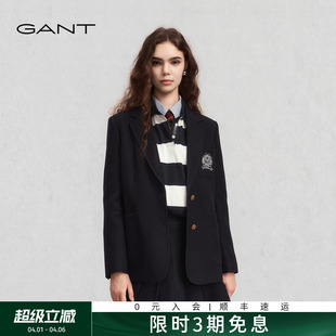 新款 女士复古徽章学院风JK上衣休闲单西服外套 甘特春秋季 GANT