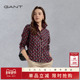 衬衫 甘特女士复古风气质衬衣翻领满印花格子长袖 100%棉 GANT