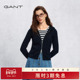 GANT 外套 拉链连帽衫 甘特2026春夏新款 女士连帽复古绞花针织开衫