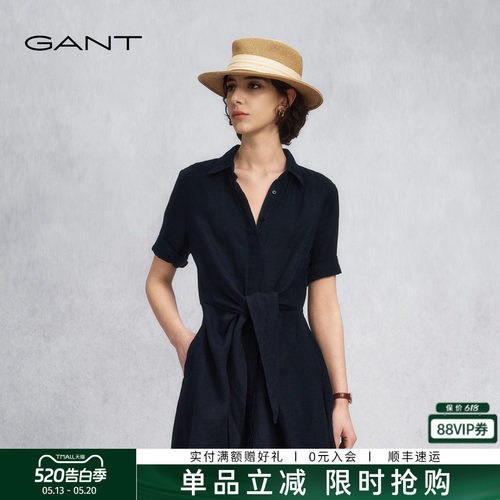 GANT/甘特女士纯亚麻连衣衬衫裙