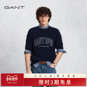 甘特26春季 新款 男纯棉圆领套头上衣复古刺绣logo长袖 GANT 针织衫