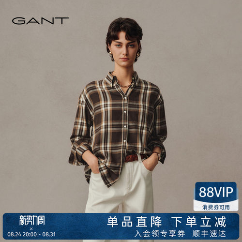 GANT/甘特女士复古格纹长袖衬衫