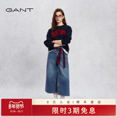 GANT 休闲显瘦八分裤 甘特26春夏新款 女士纯棉浅色宽松阔腿牛仔裤