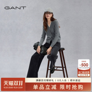 女装 新款 设计感长裤 子经典 GANT 黑色水洗阔腿牛仔裤 甘特2025夏季