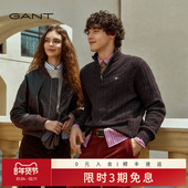 GANT 半高领复古绞花半拉链毛衣针织衫 甘特2025秋冬男士 纯羊毛衫