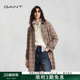 女士老钱风外套复古格纹翻领直筒中长款 新款 风衣 甘特秋冬季 GANT