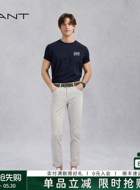 GANT/甘特春夏新款男裤时尚修身简约通勤纯灰色百搭高级感牛仔裤