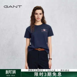 GANT T恤圆领柔软百搭正肩休闲上衣 甘特2026春夏女士纯棉宽松短袖