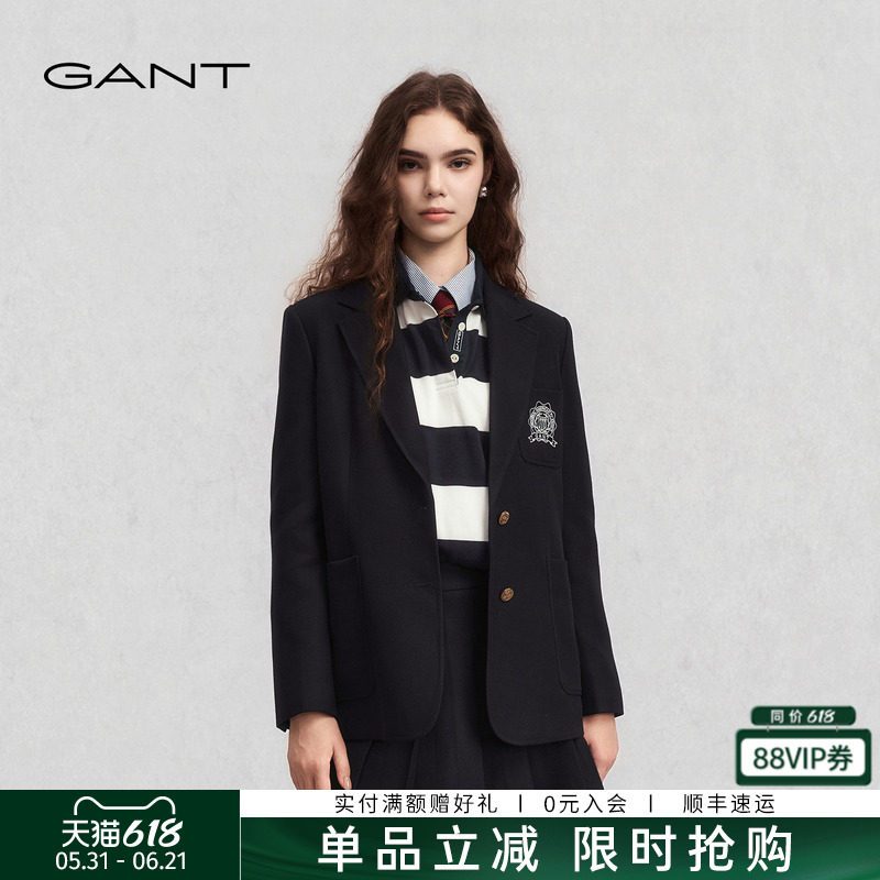 GANT/甘特春秋季新款女士复古徽章学院风JK上衣休闲单西服外套
