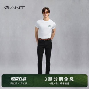 甘特夏季 棉质修身 GANT 男士 子 牛仔裤 黑色通勤百搭简约时尚