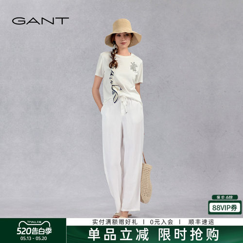 GANT/甘新款特女直筒阔腿休闲裤
