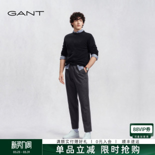 甘特秋冬款 松紧腰毛呢百搭休闲裤 男士 纯色微锥形小脚裤 经典 GANT