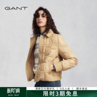 短款 GANT 女装 新款 白鹅绒翻领廓形轻暖休闲羽绒服外套 甘特25冬季