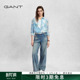 甘特26春夏新款 GANT 女士复古水洗直筒休闲阔腿牛仔裤 100%棉