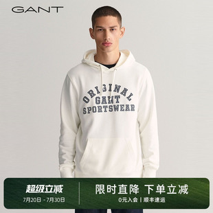 字母印花百搭舒适宽松口袋连帽弹力棉卫衣 GANT 甘特春季 新款 男士