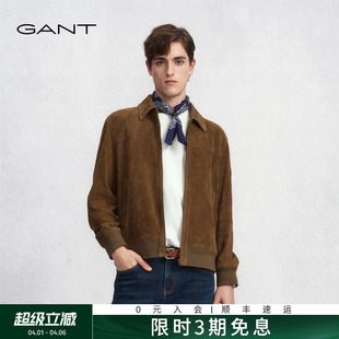 GANT 男装 复古美式 休闲翻领羊反绒麂皮衣夹克外套 甘特25秋冬新款