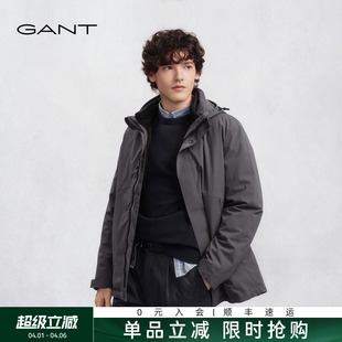 GANT 新款 男士 可拆卸内胆连帽抽绳白鸭绒休闲羽绒服外套 甘特冬季
