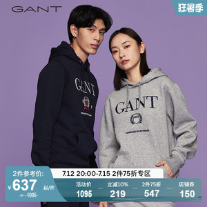 GANT甘特春夏男女同款情侣款时尚休闲简约印花运动卫衣|2007022