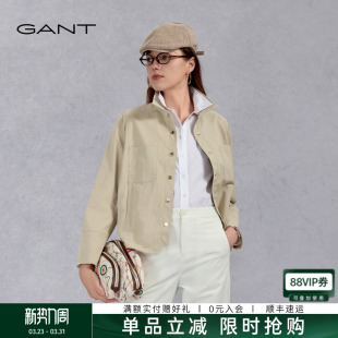 通勤夹克外套 春秋女士复古休闲翻领宽松轻薄短款 GANT 甘特新款
