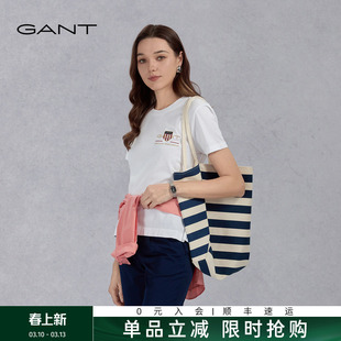 【100%棉】GANT/甘特夏季新款男女同款简约学院风舒适短袖休闲T恤