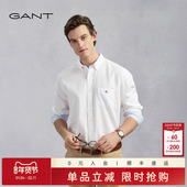 亚洲版 型 GANT 甘特男纯棉通勤衬衣商务休闲纯色宽松长袖 衬衫