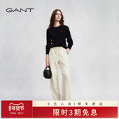 GANT 甘特25秋冬女士松紧腰抽绳加绒复古老钱风阔腿直筒休闲长裤