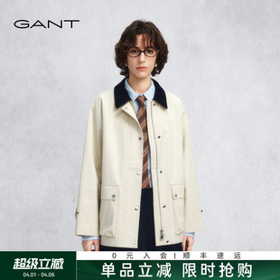 GANT 甘特26春季 女巴恩风纯棉休闲撞色翻领风衣外套 随心系列