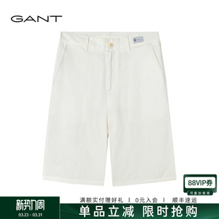百搭都市简约亚麻混纺清爽老钱风休闲短裤 男士 甘特春夏新款 GANT