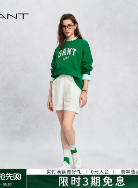 GANT/甘特26夏季新款女士短裤宽松显瘦亚麻混纺薄款休闲白色裤子