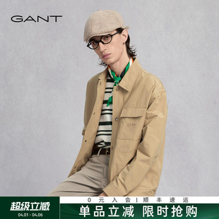 休闲外套复古翻领通勤行政风夹克衫 GANT 美式 男士 甘特春秋季 新款