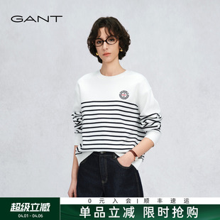 甘特26春季 随心系列 GANT 学院风针织卫衣 女纯棉圆领宽松美式