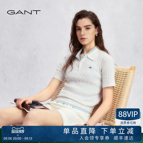 GANT/甘特女士绞花短袖针织衫