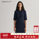 GANT 隐藏扣POLO领连衣裙 女士中长裙休闲通勤五分袖 甘特春季 新款