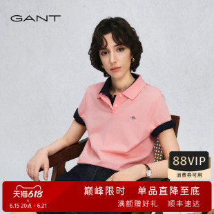 【出色POLO】GANT/甘特26春夏新款女士珠地棉柔软微弹翻领短袖T恤