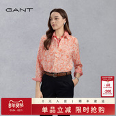 GANT 衬衫 甘特女士花卉印花薄款 衬衣棉丝混纺翻领气质度假风长袖