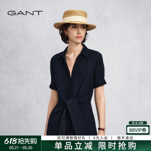 GANT/甘特女士纯亚麻连衣衬衫裙