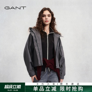 连帽夹克宽松插肩袖 GANT 甘特秋冬新款 女士短款 休闲通勤外套 美式