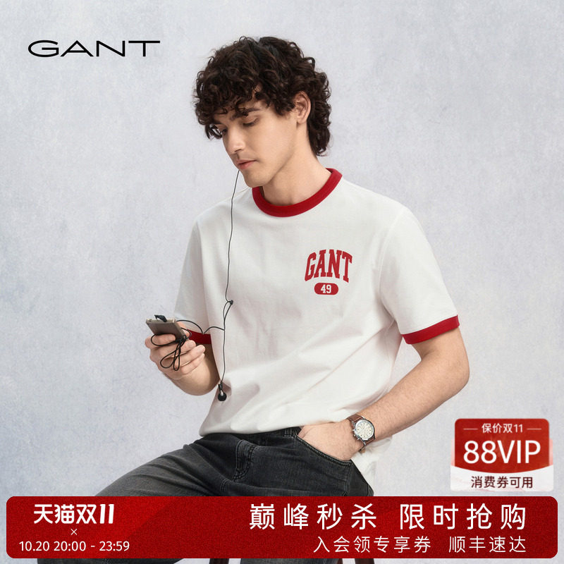 【随心系列】GANT/甘特26男装学院风短袖T恤纯棉圆领休闲上衣