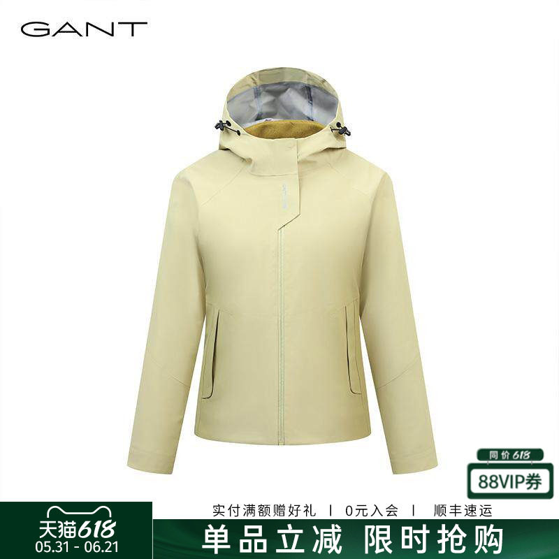 GANT/甘特秋季新款女士户外三合一抽绳连帽外套运动休闲风衣夹克